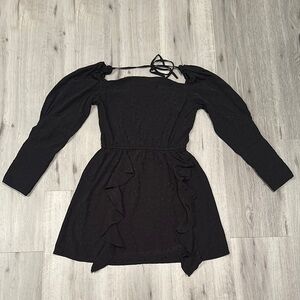 WAYF women's black long sleeve mini ruffle dress S
